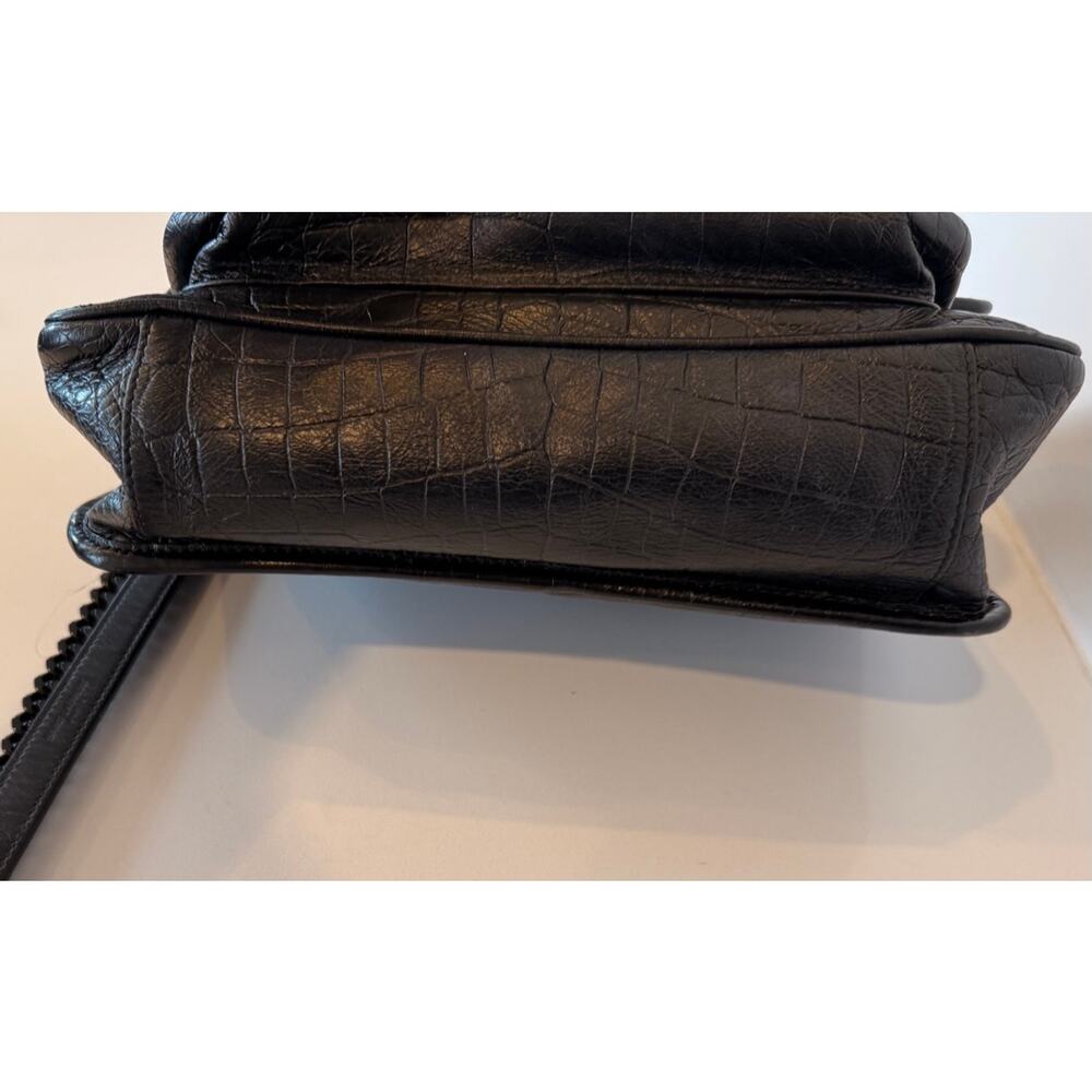 Saint Laurent Niki Medium Croc-Embossed Bag in Black - Picture 14 of 15